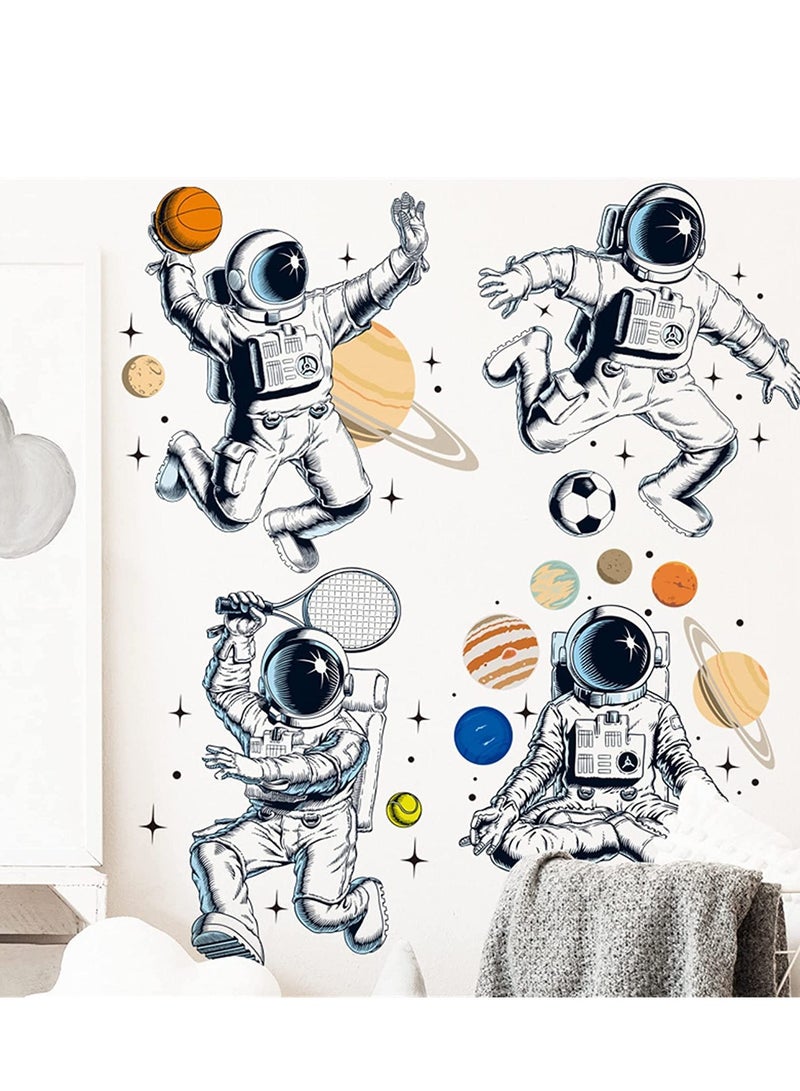 Astronauts Wall Decals, Removable PVC Universe Space Wall Stickers for Bedroom Living Room Kid's Room Kindergarten, Art Window Door Cabinet Corridor NASA Wall Decor Murals (Astronauts 2) - Image 2